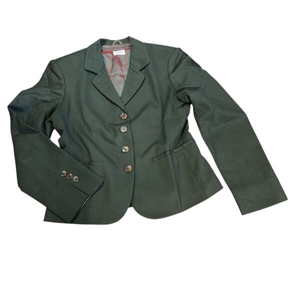 Vtg UCoB United Colors Of Benetton Italy 100% Wool 4 Button Blazer Size 38 Green - Picture 1 of 11